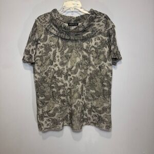 Jones New York Woman Cowl Neck‎ Short Sleeve Mohair Wool Blend Sweater Grey 2X